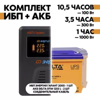 Комплект ИБП Энергия Гарант 2000 + АКБ Delta DTM 1255 L 2шт. Комплект ИБП Энергия Гарант 2000 + АКБ Delta DTM 1255 L 2шт.